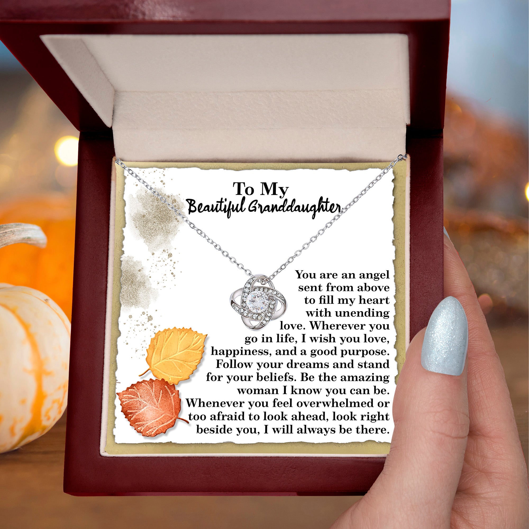 Gift for Granddaughter - An Angel - Love Knot Pendant Necklace - Mallard Moon