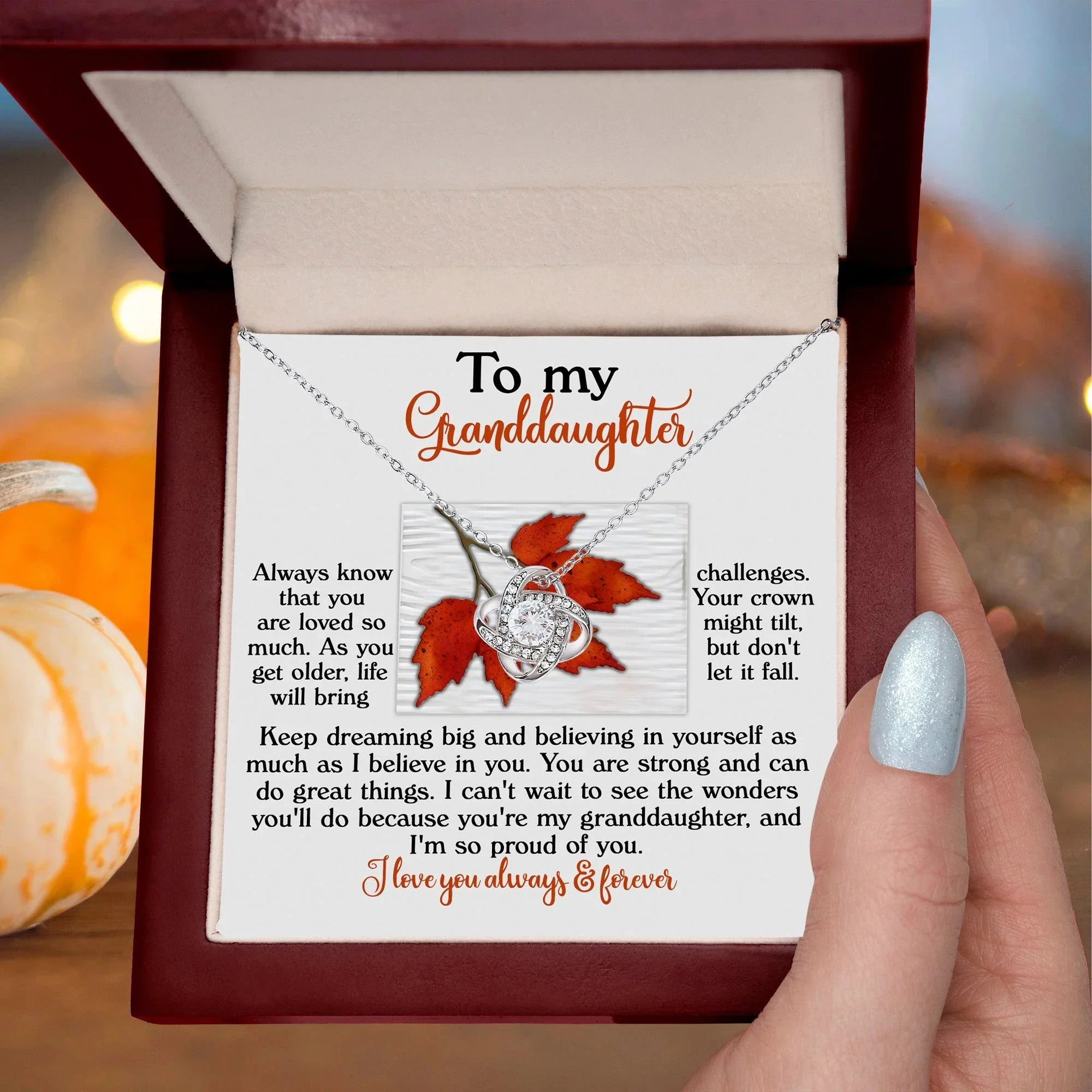Gift for Granddaughter - Do Great Things - Love Knot Pendant Necklace