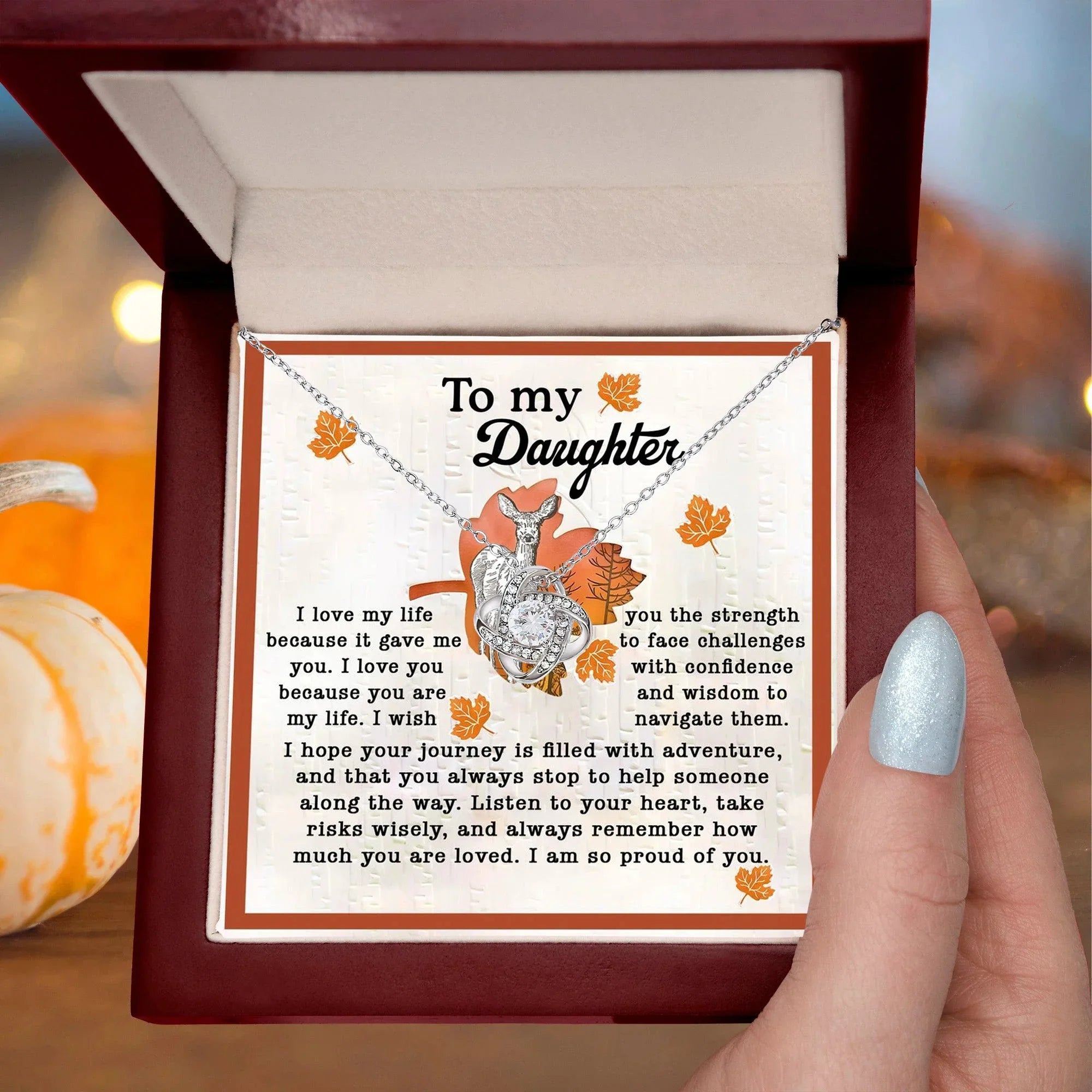 Gift for Daughter - Life Gave Me You - Love Knot Pendant Necklace