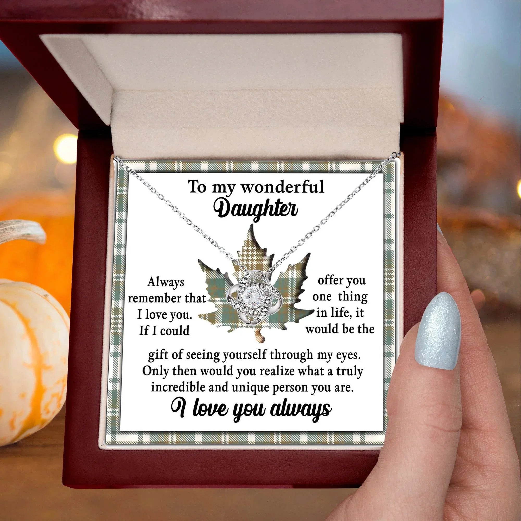 Gift for Daughter - Through My Eyes - Love Knot Pendant Necklace