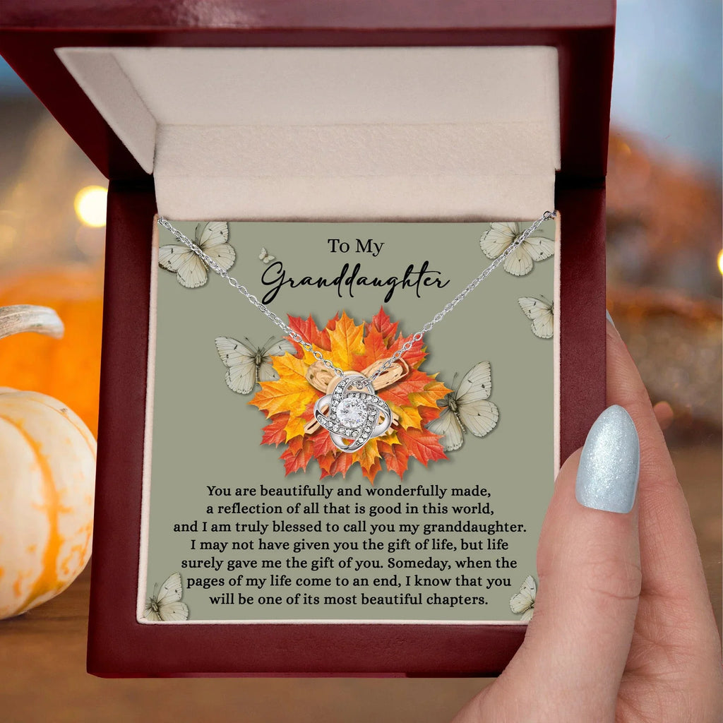 Granddaughter – Love Knot Necklace Gift | “Gift of You” Sentimental Message Card | Grandparent Keepsake for Birthday, Christmas & Special Milestones