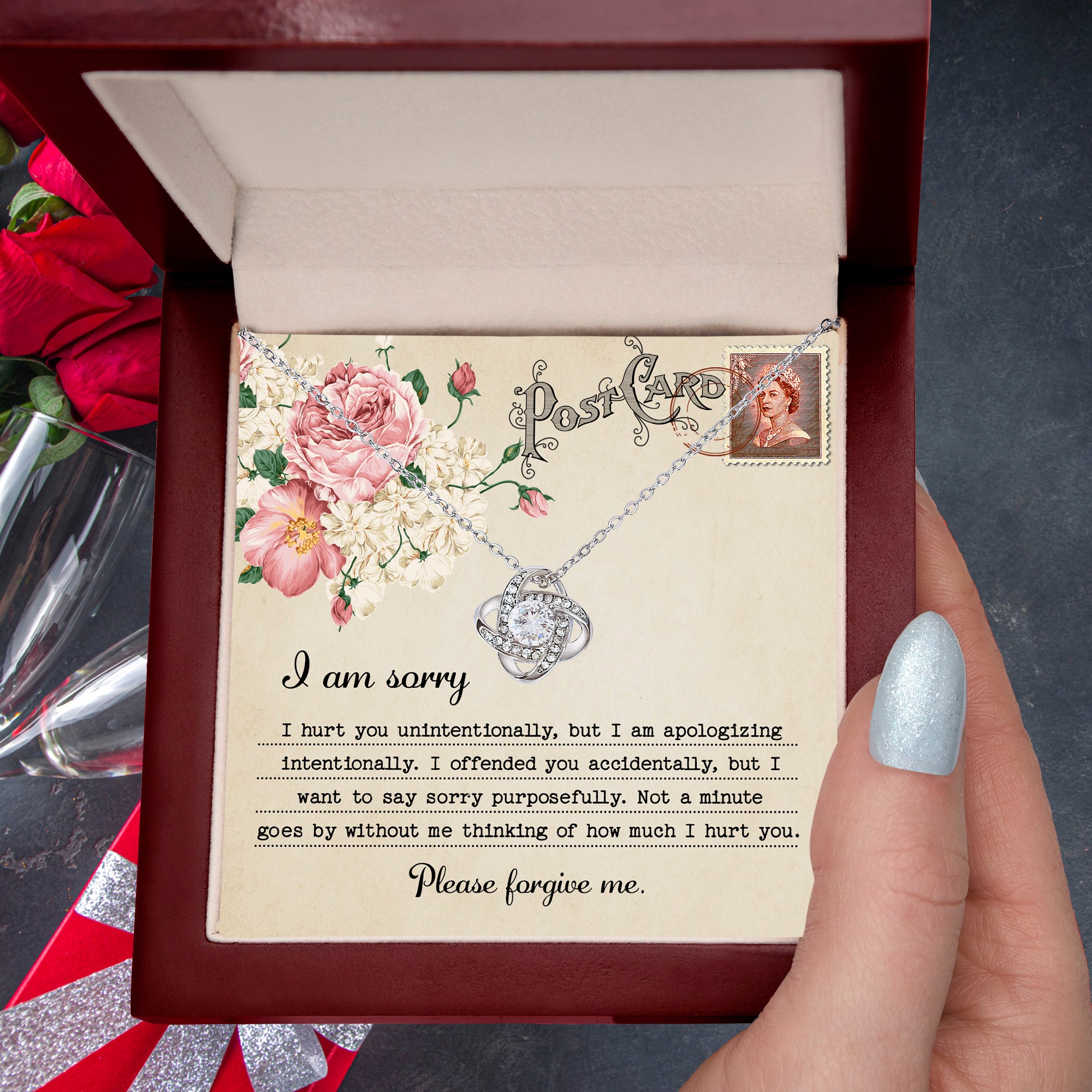 Forgive Me Gift - Sorry I Hurt You, I am Apologizing Intentionally - Love Knot Pendant Necklace - Mallard Moon