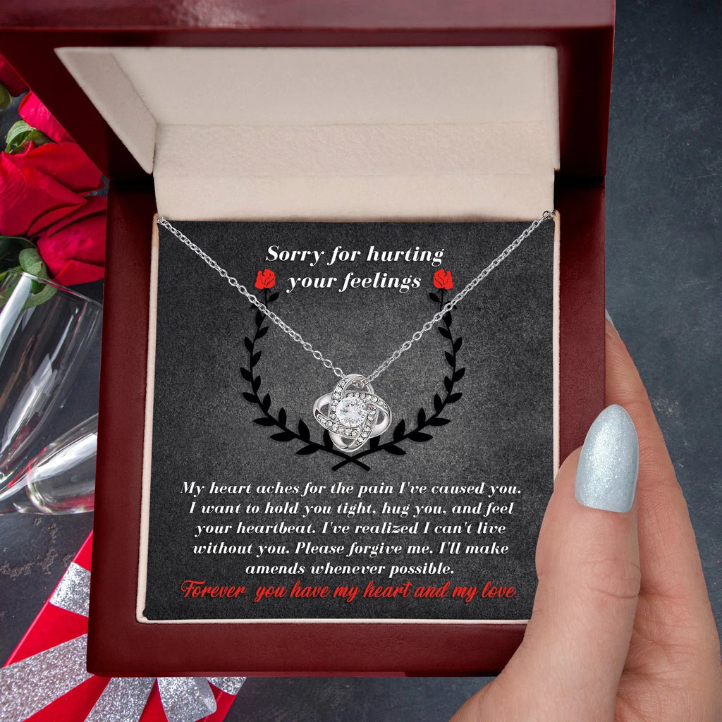 Apology Gift for Girlfriend, Wife, Soulmate - Sorry, Make Amends - Love Knot Pendant Necklace