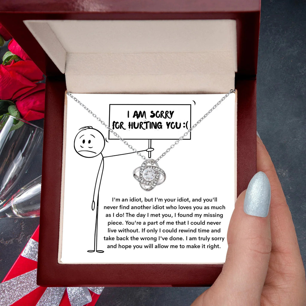 Apology Gift for Girlfriend, Wife, Soulmate - Sorry, Missing Piece - Love Knot Pendant Necklace