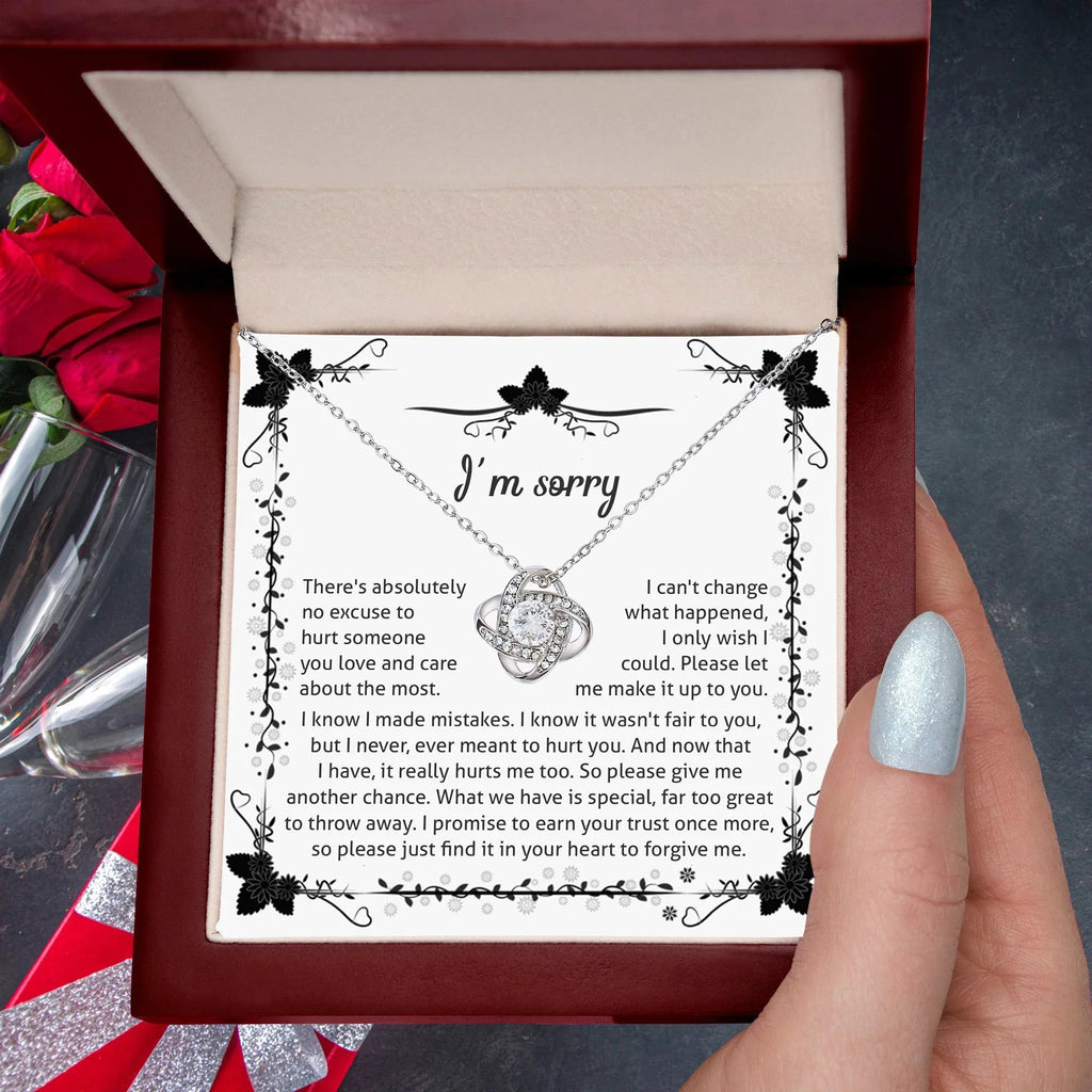 Apology - I'm Sorry, No Excuse, Another Chance - Love Knot Pendant Necklace