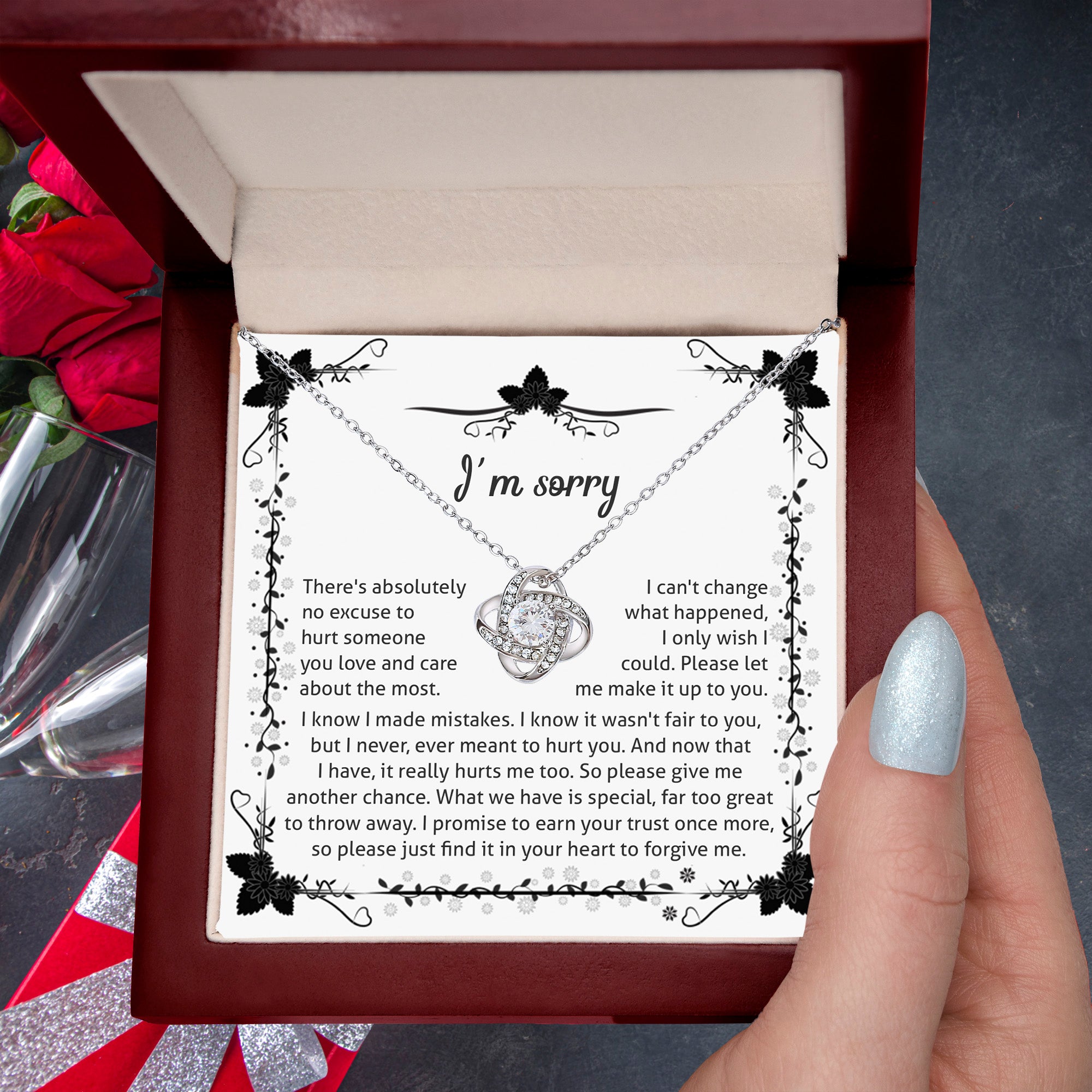 Apology - I'm Sorry, No Excuse, Another Chance - Love Knot Pendant Necklace - Mallard Moon