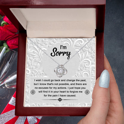 Apology Gift for Girlfriend, Wife, Soulmate - Sorry, Change The Past - Love Knot Pendant Necklace - Mallard Moon