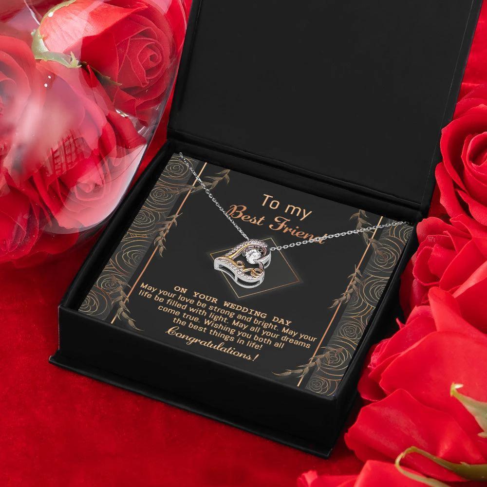 Gift for Best Friend Wedding - Strong And Bright - Wedding Day Gift Love Dancing Heart Pendant Necklace