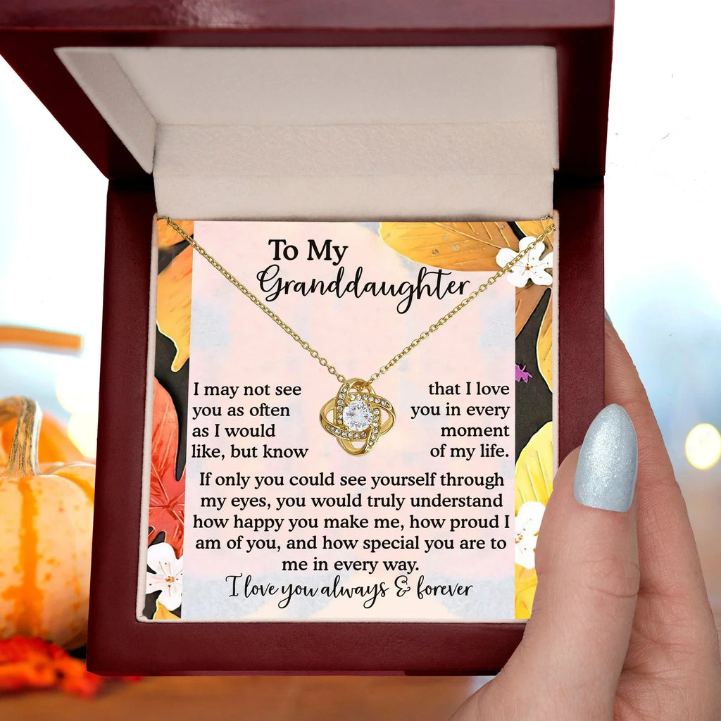 To My Granddaughter – Love Knot Necklace| “I Love You in Every Moment of My Life” Sentimental Message Card | Grandparent Gift