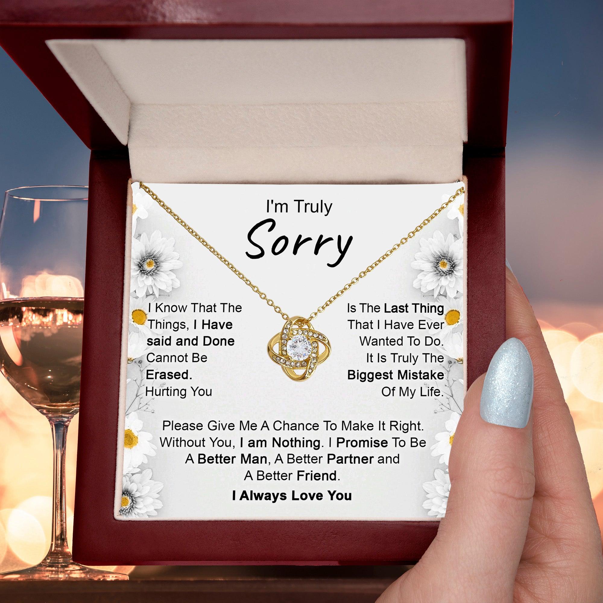 Apology Gift for Girlfriend, Wife, Soulmate - I’m Truly Sorry - Love Knot Pendant Necklace - Mallard Moon Gift Shop