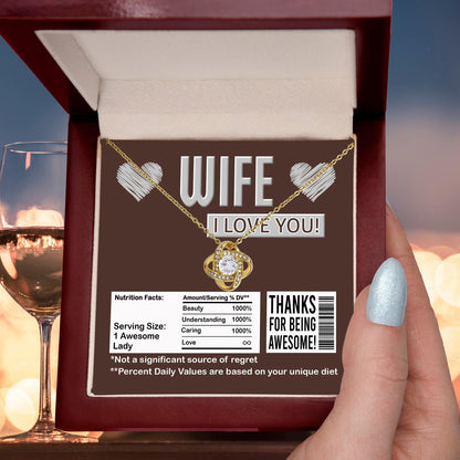 Gift for Wife - Nutrition Facts Love Knot Pendant Necklace - Mallard Moon Gift Shop