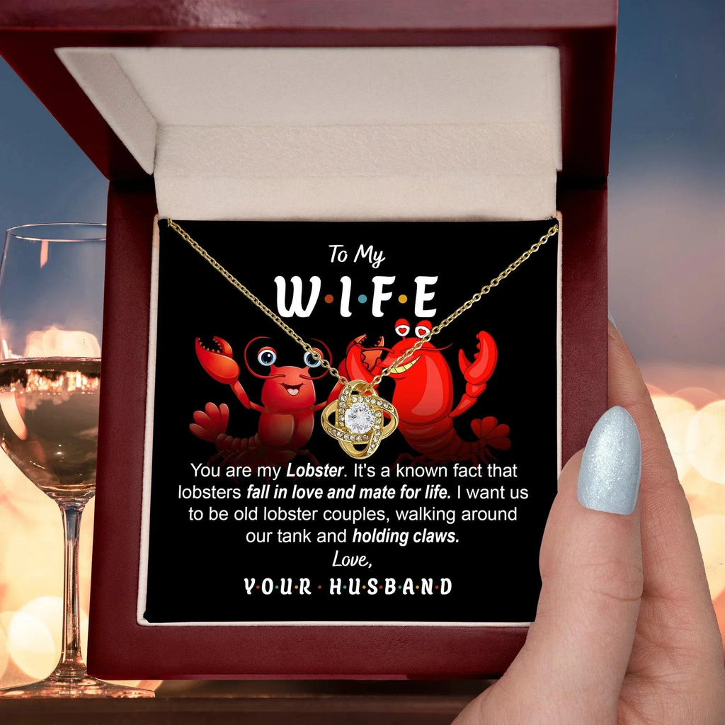 To My Wife - Old Lobster Couples Love Knot Pendant Necklace
