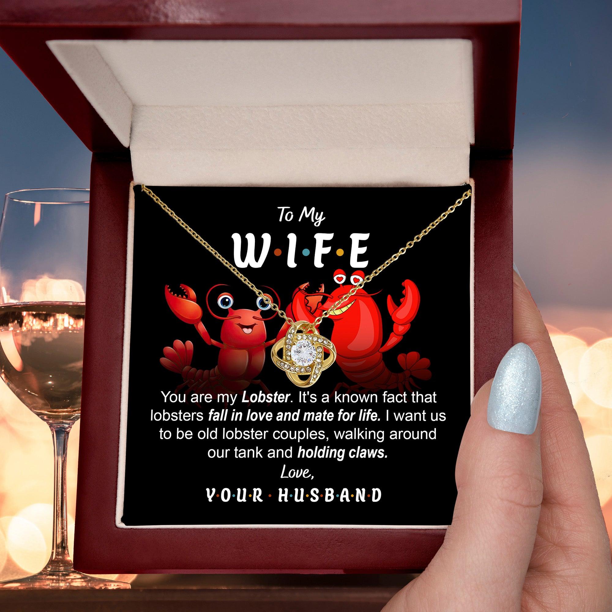 To My Wife - Old Lobster Couples Love Knot Pendant Necklace - Mallard Moon Gift Shop