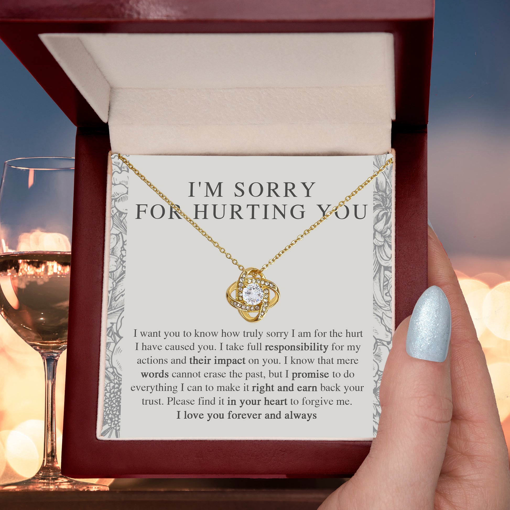 Apology Gift - I'm Sorry, I Promise to Do Everything - Love Knot Pendant Necklace - Mallard Moon