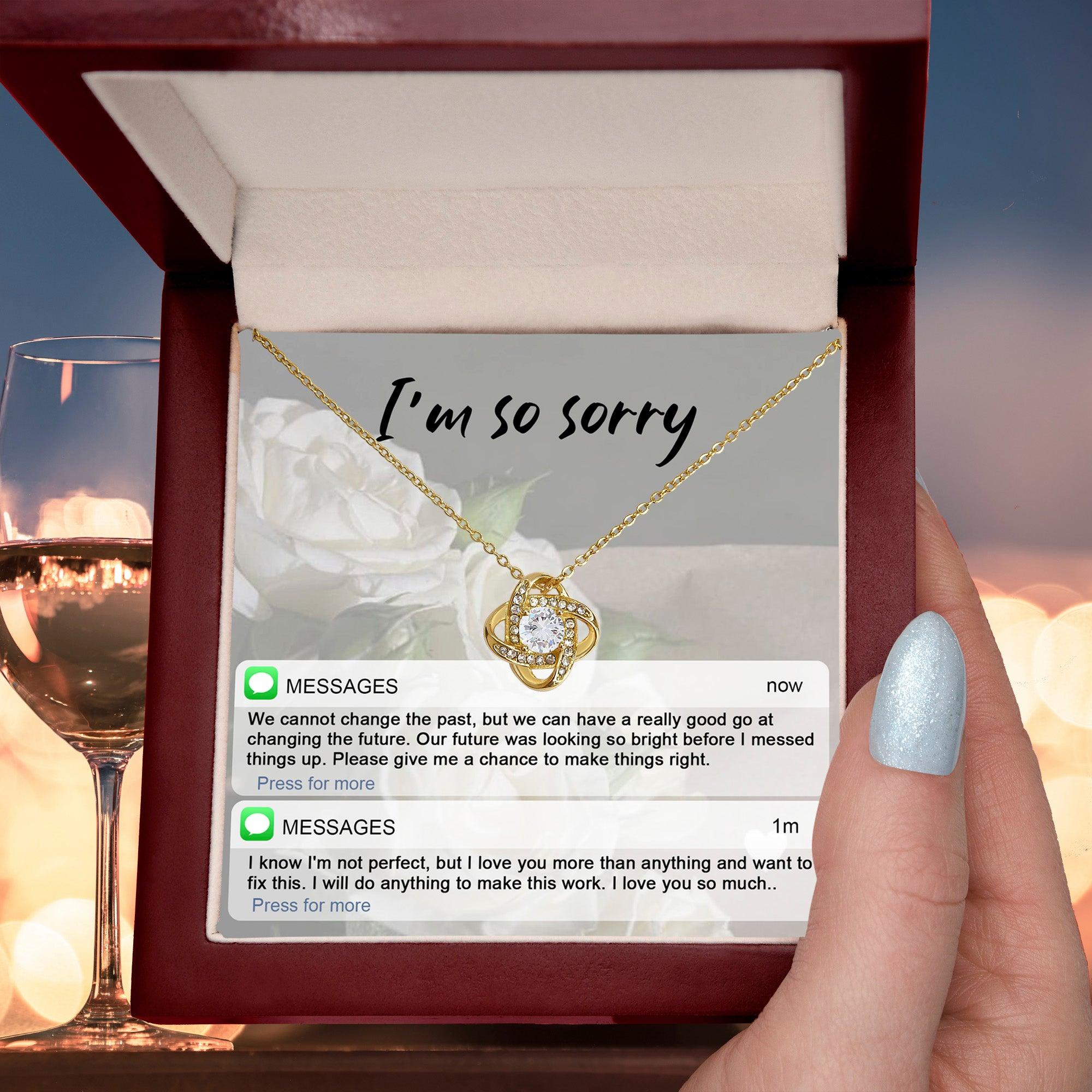 Gift for Girlfriend, Wife - Sorry, I'm Not Perfect - Love Knot Pendant Necklace - Mallard Moon Gift Shop