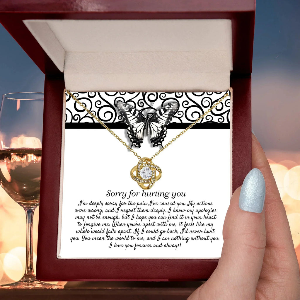 Apology Gift - Sorry for Hurting You - I am Nothing Without You - Love Knot Pendant Necklace