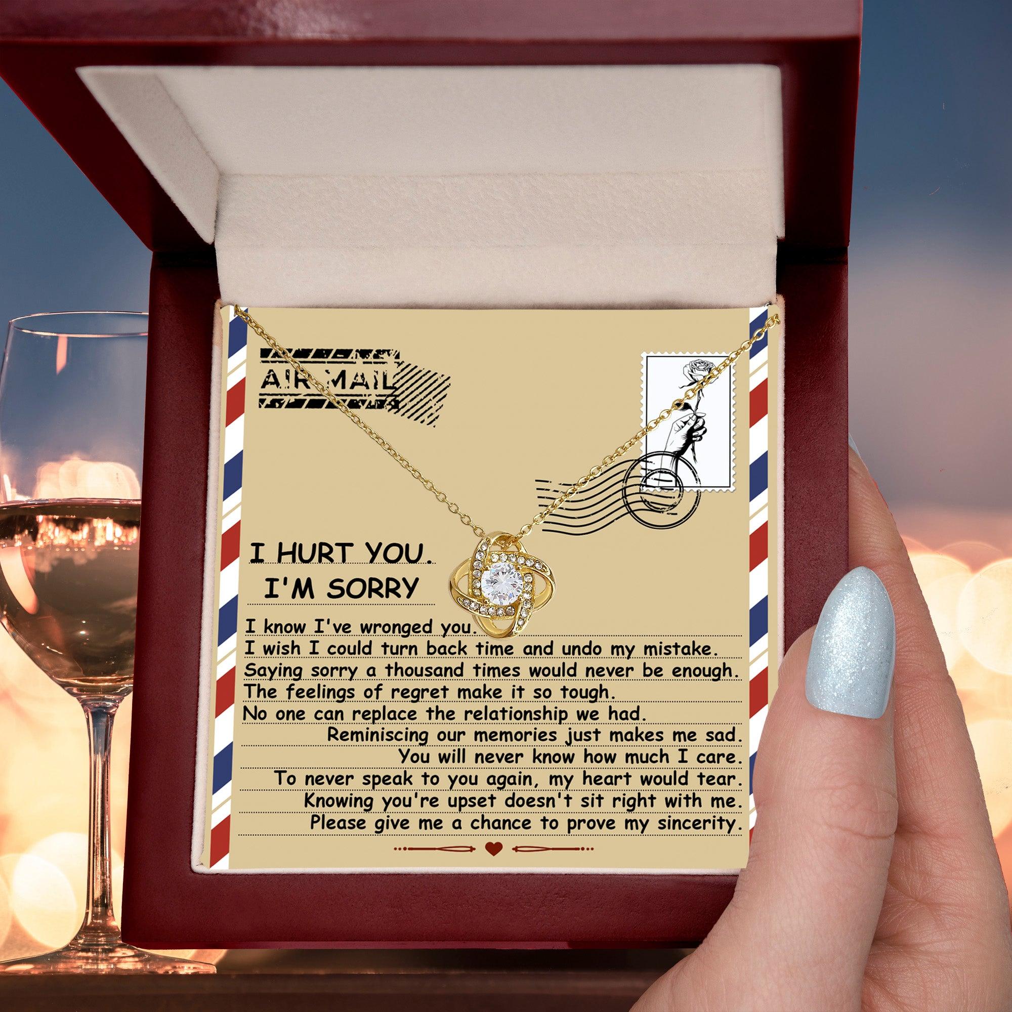 Apology Gift for Girlfriend, Wife, Soulmate - Sorry, Makes Me Sad - Love Knot Pendant Necklace - Mallard Moon Gift Shop