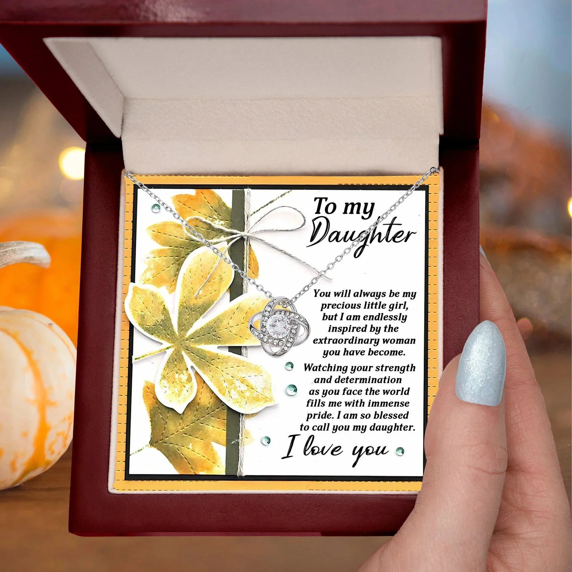 Gift for Daughter - Blessed To Call - Love Knot Pendant Necklace