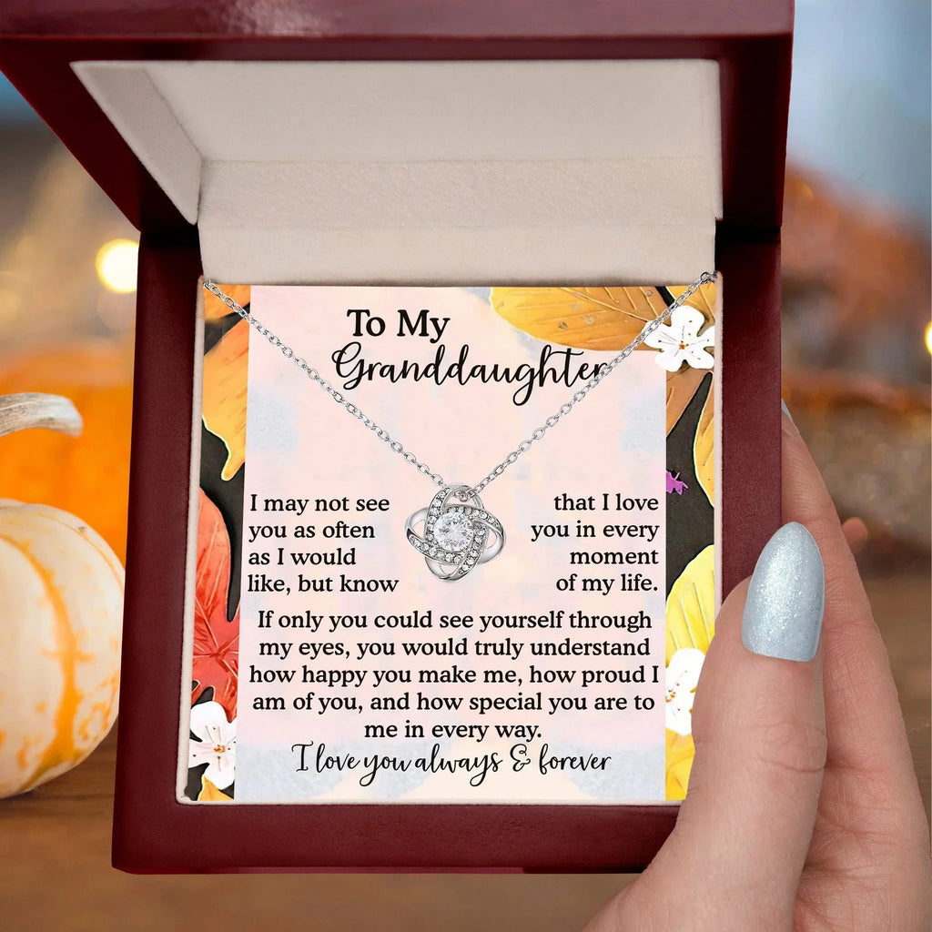 To My Granddaughter – Love Knot Necklace| “I Love You in Every Moment of My Life” Sentimental Message Card | Grandparent Gift