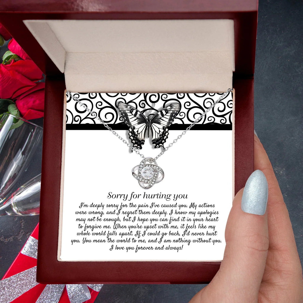 Apology Gift - Sorry for Hurting You - I am Nothing Without You - Love Knot Pendant Necklace