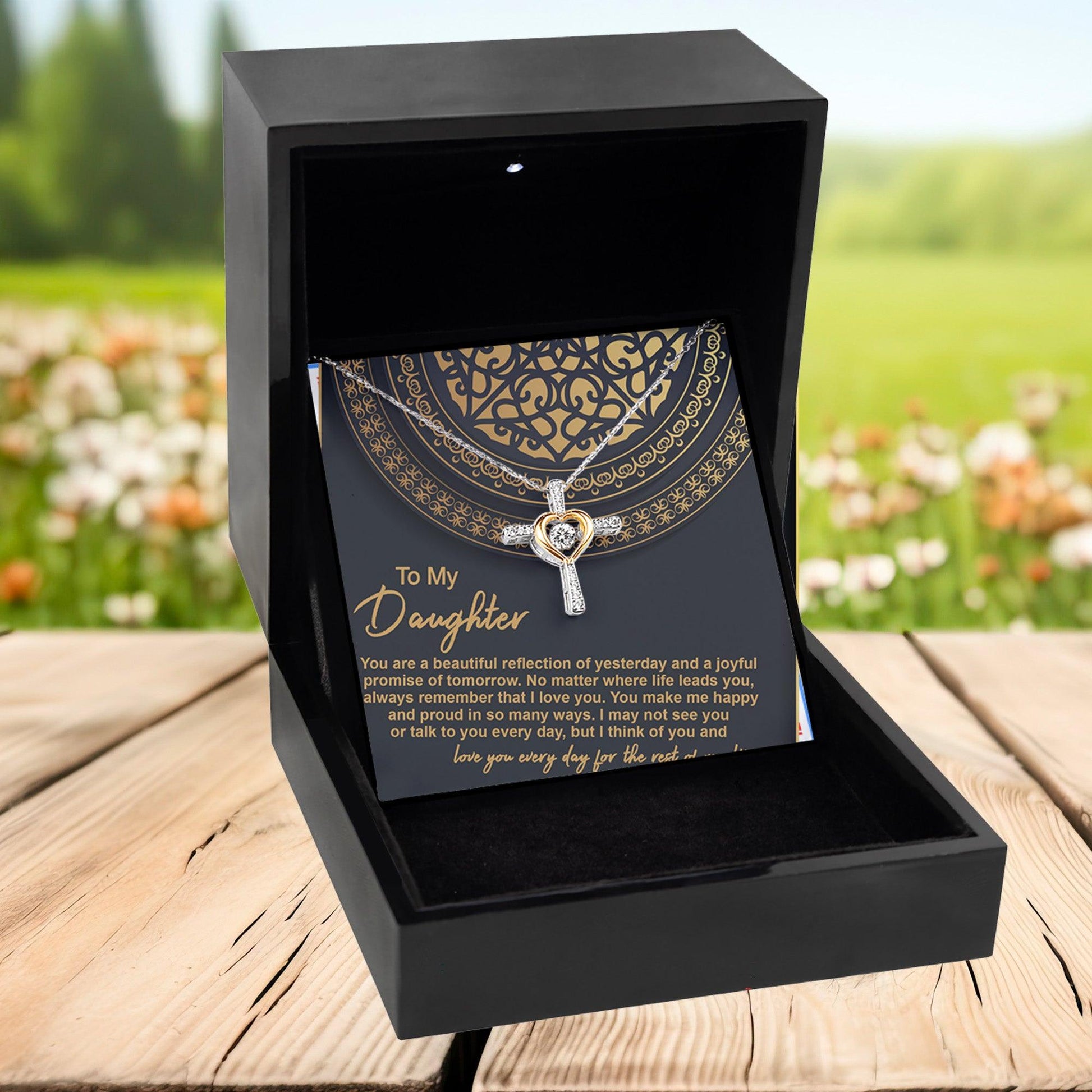 Daughter Gift for Birthday, Christmas, Graduation Beautiful Reflection Cross Pendant Necklace - Mallard Moon Gift Shop