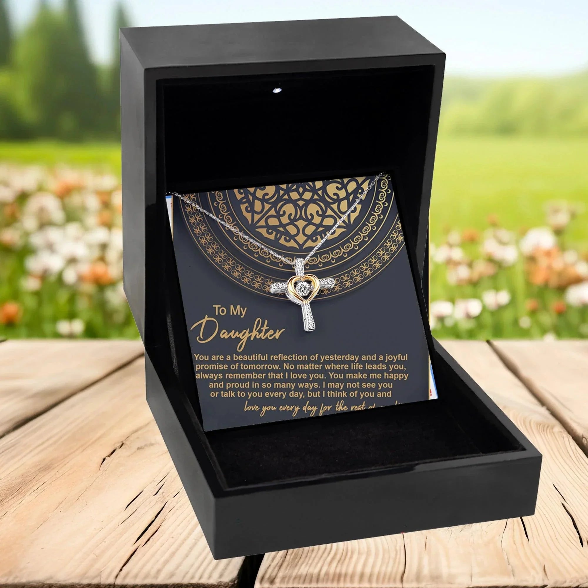 Daughter Gift for Birthday, Christmas, Graduation Beautiful Reflection Cross Pendant Necklace