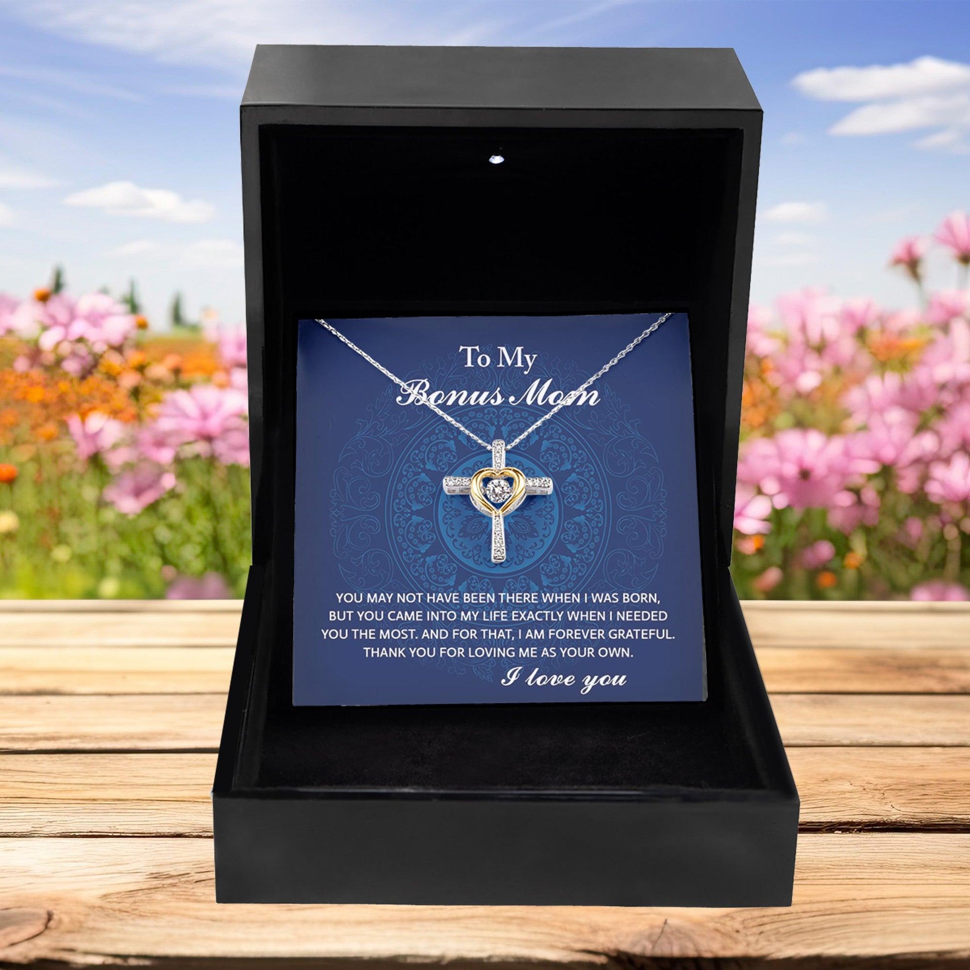 Gift for Bonus Mom You Were There When I Needed You Cross Pendant Necklace - Mallard Moon Gift Shop