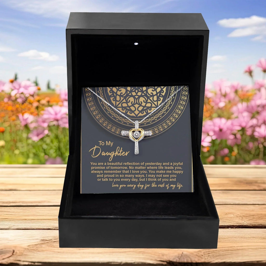 Daughter Gift for Birthday, Christmas, Graduation Beautiful Reflection Cross Pendant Necklace