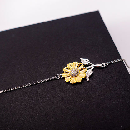 Sunflower Bracelet for Women & Teens – Sterling Silver with 18K Gold-Plated Petals – Inspirational Jewelry Gift with Motivational Message Card