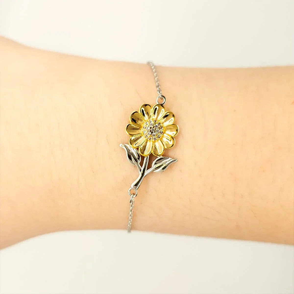 To My Boyfriend's Mom – Thank You for Trusting Me with a Piece of Your Heart – Elegant and Meaningful Sunflower Bracelet Gift