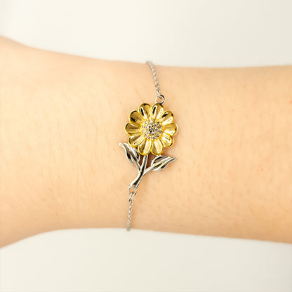 Sunflower Bracelet for Women & Teens – Sterling Silver with 18K Gold-Plated Petals – Inspirational Jewelry Gift with Motivational Message Card