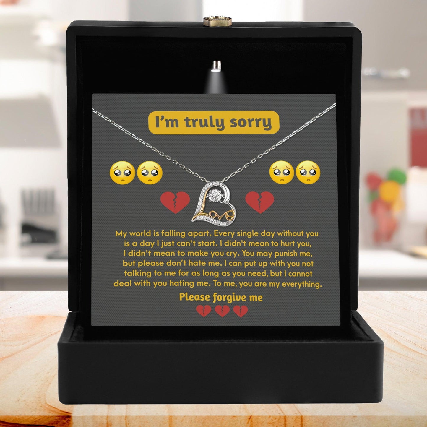 Apology Gift for Girlfriend, Wife, Soulmate - Sorry, Make You Cry - Love Dancing Heart Pendant Necklace - Mallard Moon Gift Shop