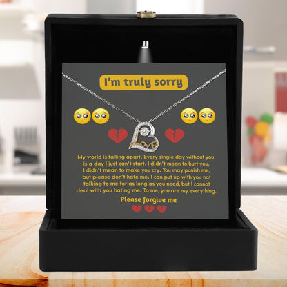 Apology Gift for Girlfriend, Wife, Soulmate - Sorry, Make You Cry - Love Dancing Heart Pendant Necklace - Mallard Moon Gift Shop