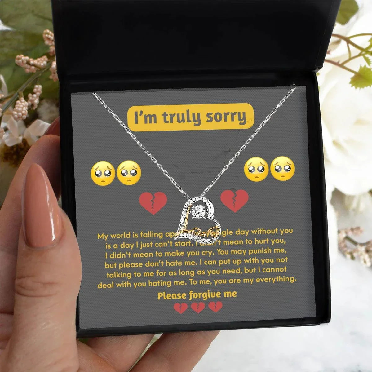 Apology Gift for Girlfriend, Wife, Soulmate - Sorry, Make You Cry - Love Dancing Heart Pendant Necklace