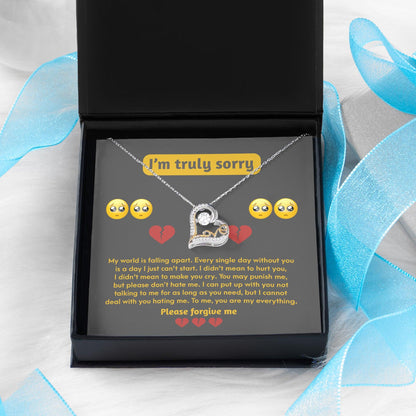 Apology Gift for Girlfriend, Wife, Soulmate - Sorry, Make You Cry - Love Dancing Heart Pendant Necklace - Mallard Moon Gift Shop