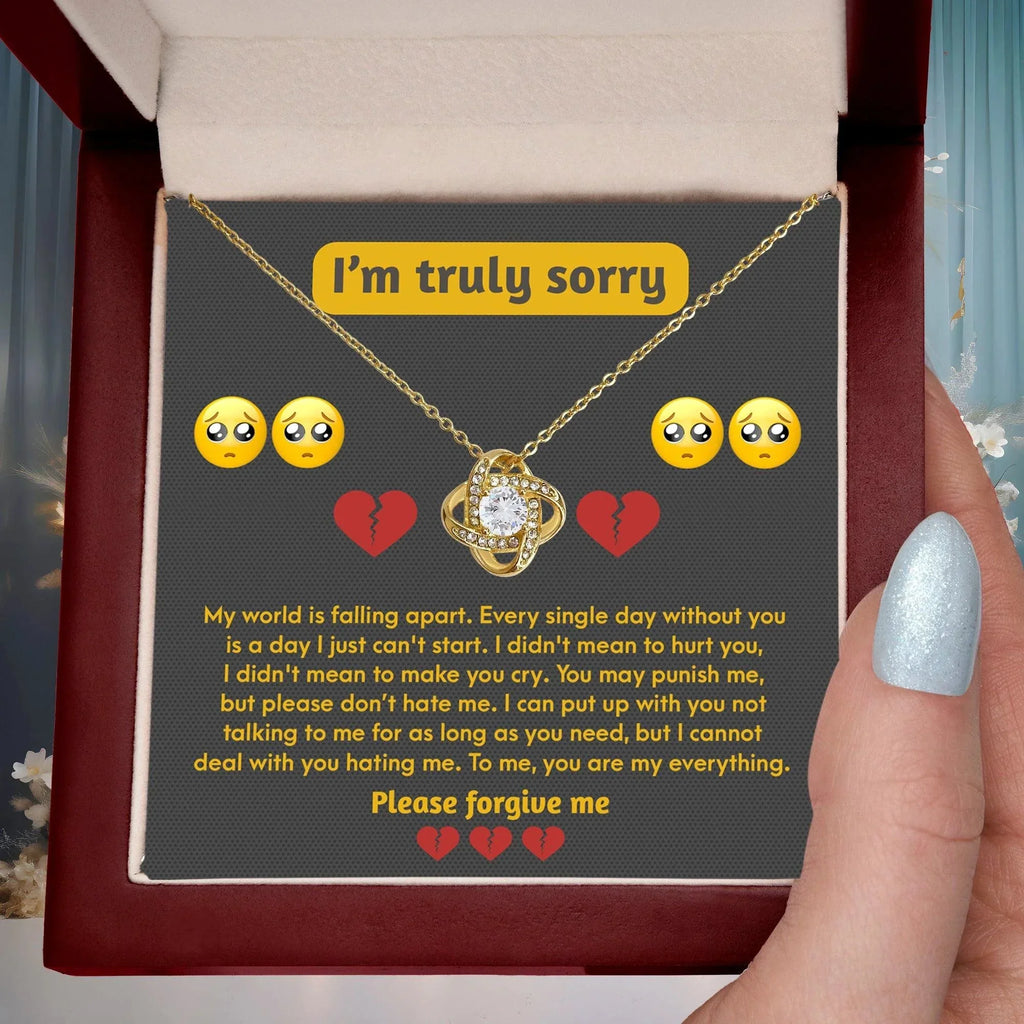 Apology Gift for Girlfriend, Wife, Soulmate - Sorry, Make You Cry - Love Knot Pendant Necklace