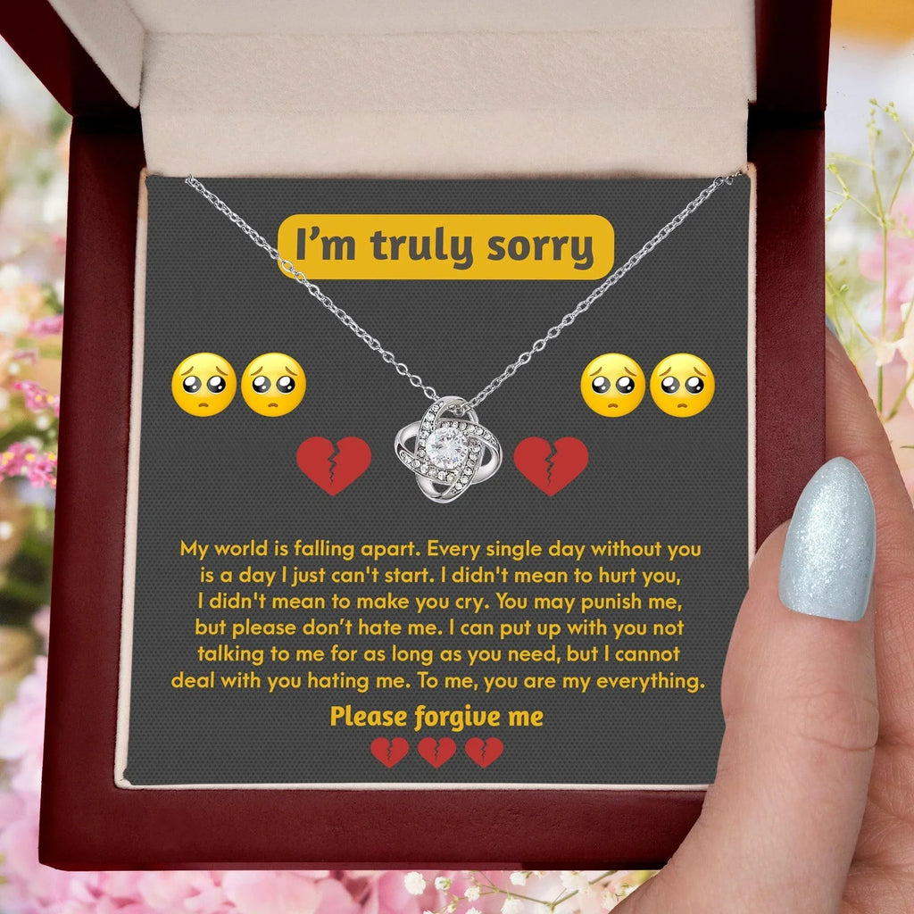 Apology Gift for Girlfriend, Wife, Soulmate - Sorry, Make You Cry - Love Knot Pendant Necklace