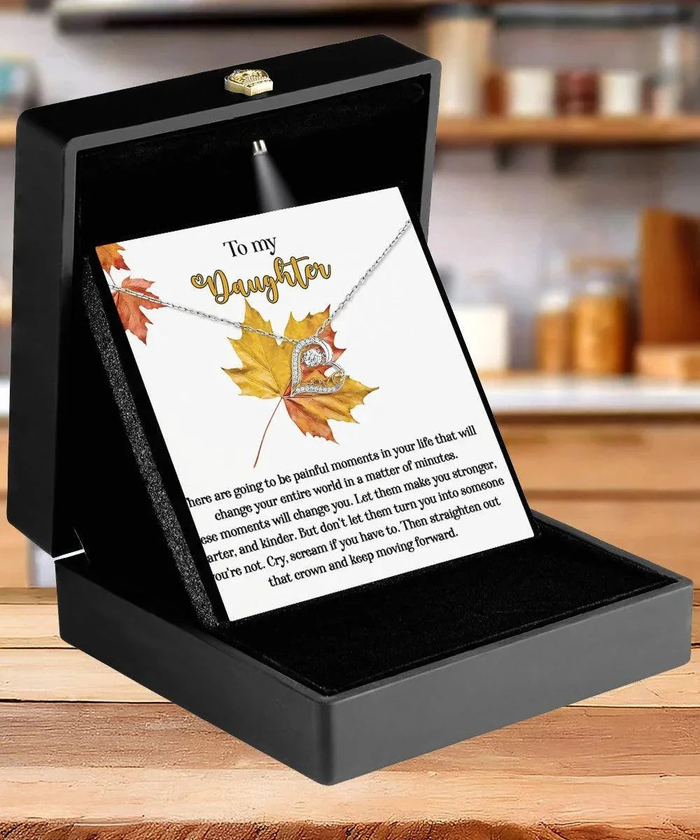 Daughter Birthday, Graduation, Christmas Inspirational Gift - Make You Stronger - Love Dancing Heart Pendant Necklace