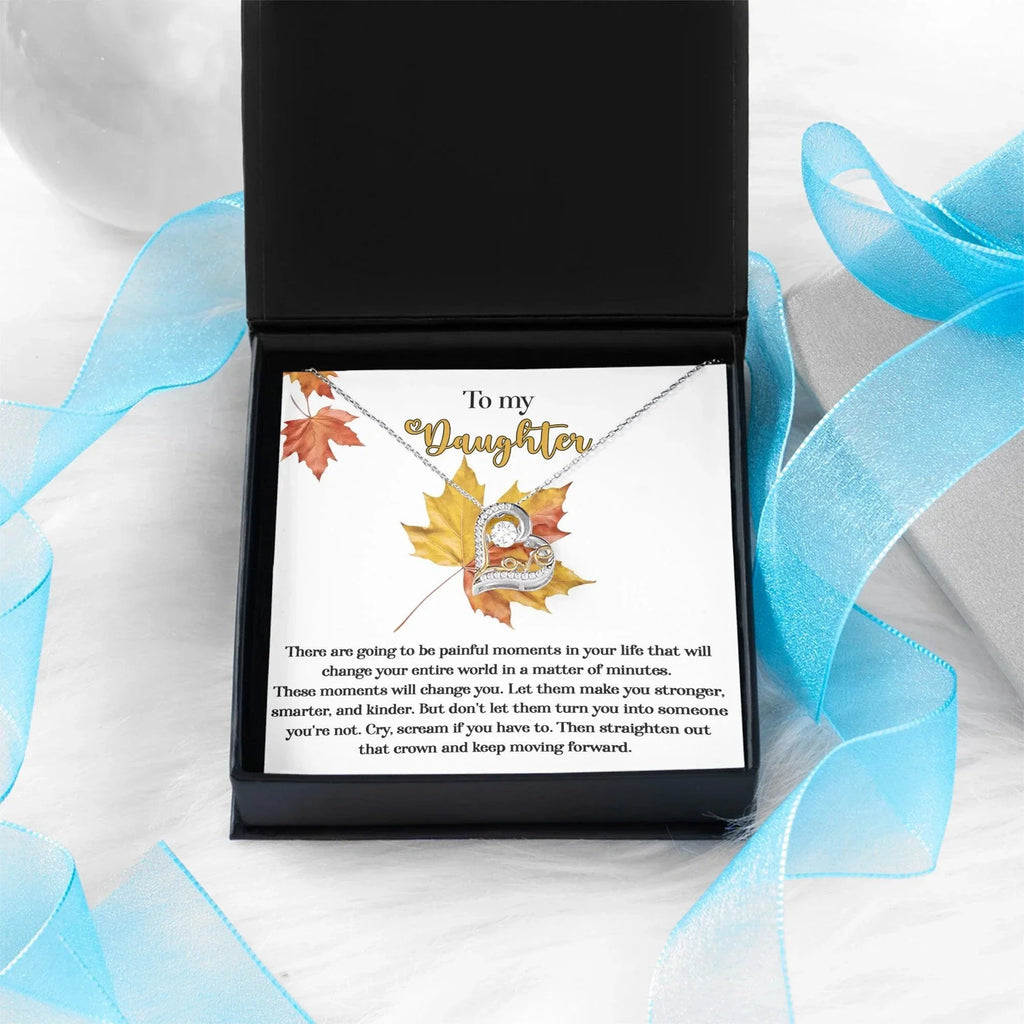 Daughter Birthday, Graduation, Christmas Inspirational Gift - Make You Stronger - Love Dancing Heart Pendant Necklace