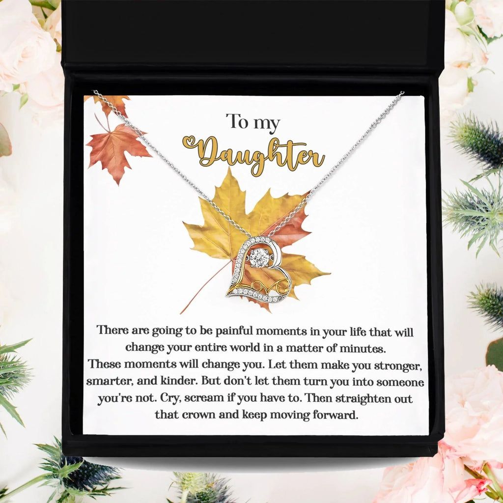 Daughter Birthday, Graduation, Christmas Inspirational Gift - Make You Stronger - Love Dancing Heart Pendant Necklace