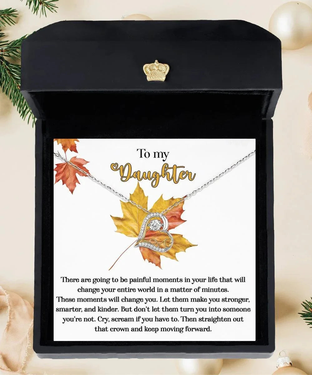 Daughter Birthday, Graduation, Christmas Inspirational Gift - Make You Stronger - Love Dancing Heart Pendant Necklace