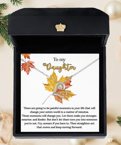 Daughter Birthday, Graduation, Christmas Inspirational Gift  - Make You Stronger - Love Dancing Heart Pendant Necklace - Mallard Moon Gift Shop