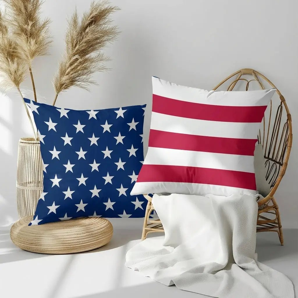 American Flag Stars and Stripes Patriotic Indoor-Outdoor Pillow