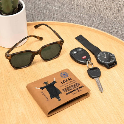 Male Graduation Personalized Graphic Leather Wallet - Mallard Moon Gift Shop