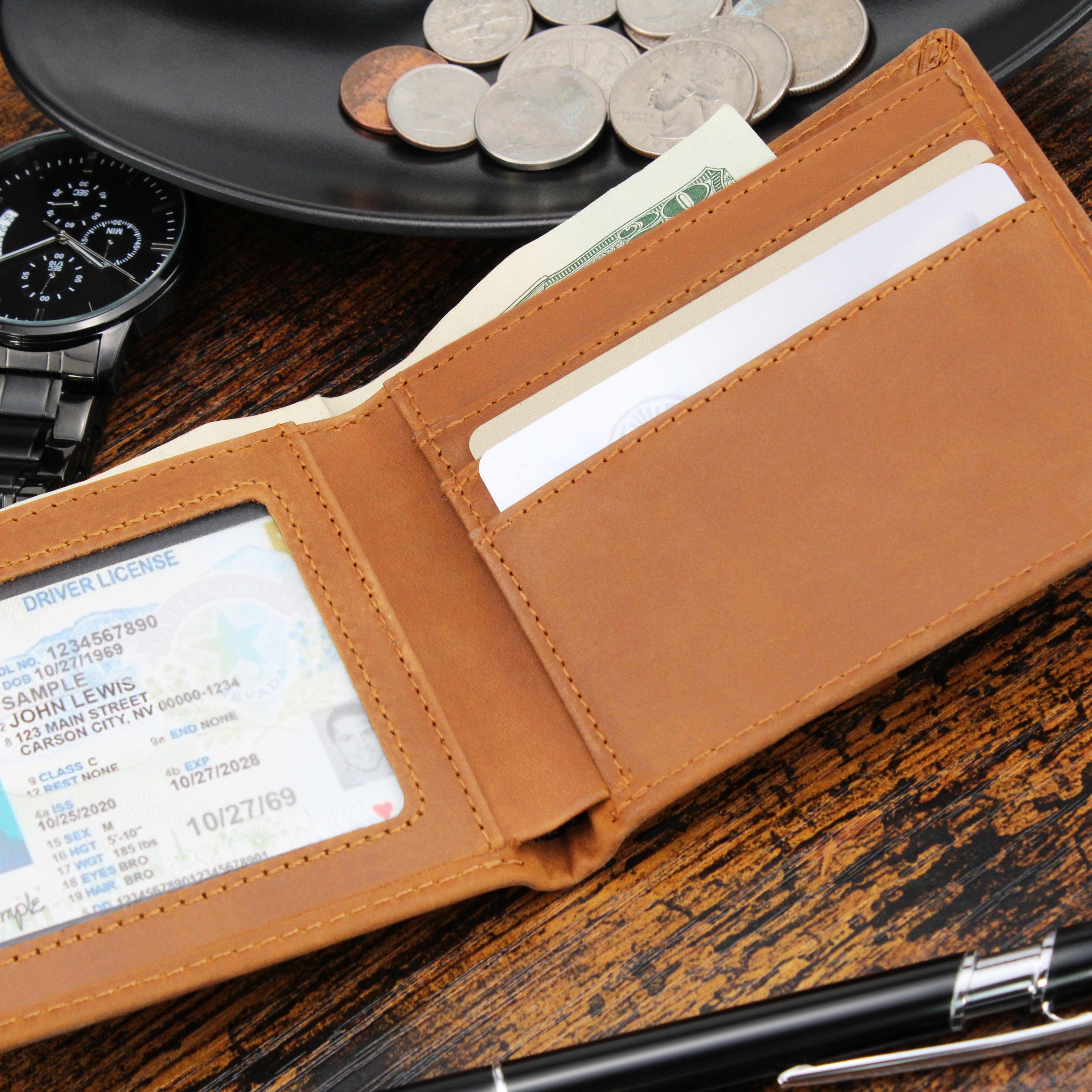 Male Graduation Personalized Graphic Leather Wallet - Mallard Moon Gift Shop