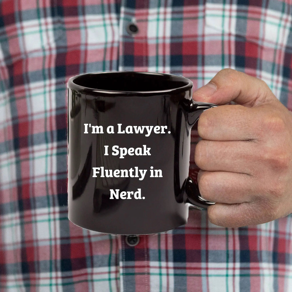 Funny Lawyer Mug -'I'm A Lawyer. I Speak Fluently In genius.' Black Coffee Mug - Mallard Moon