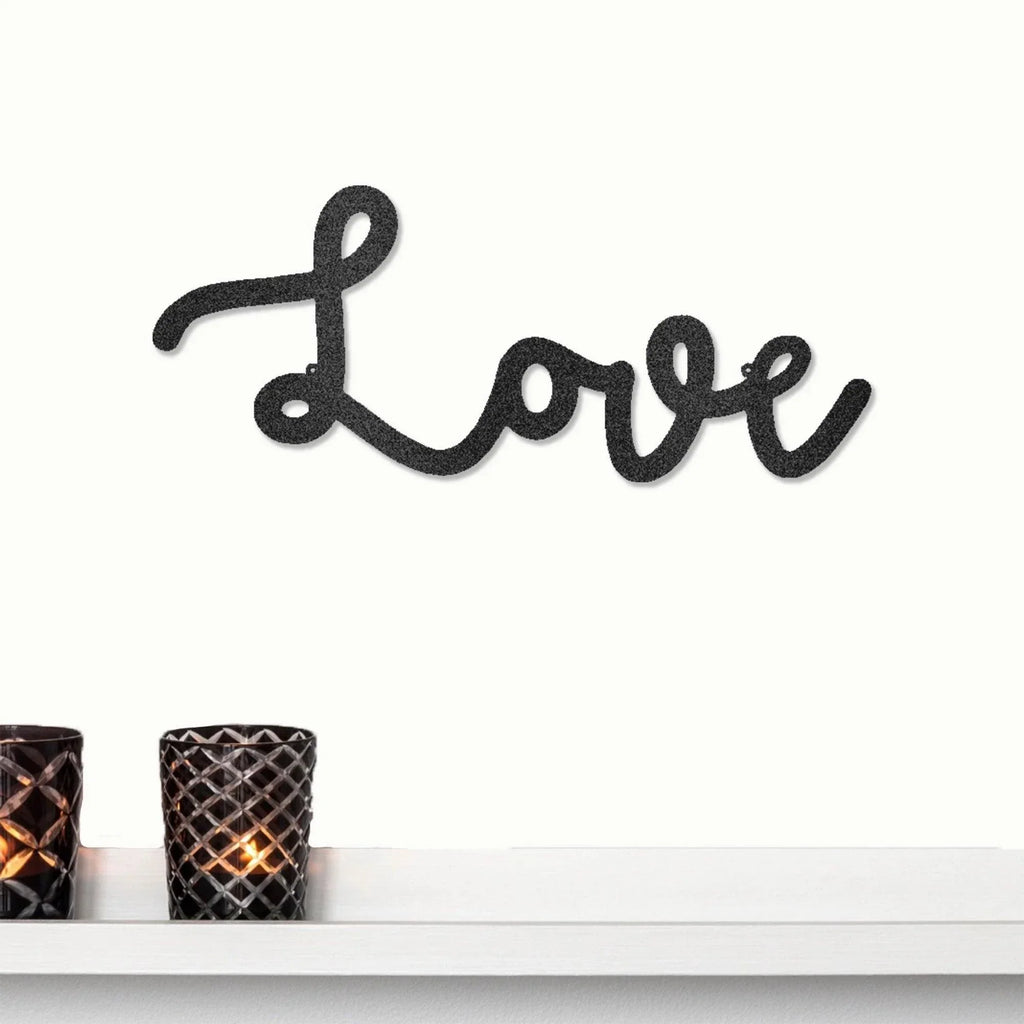 Love Script Metal Word Art Wall Sign
