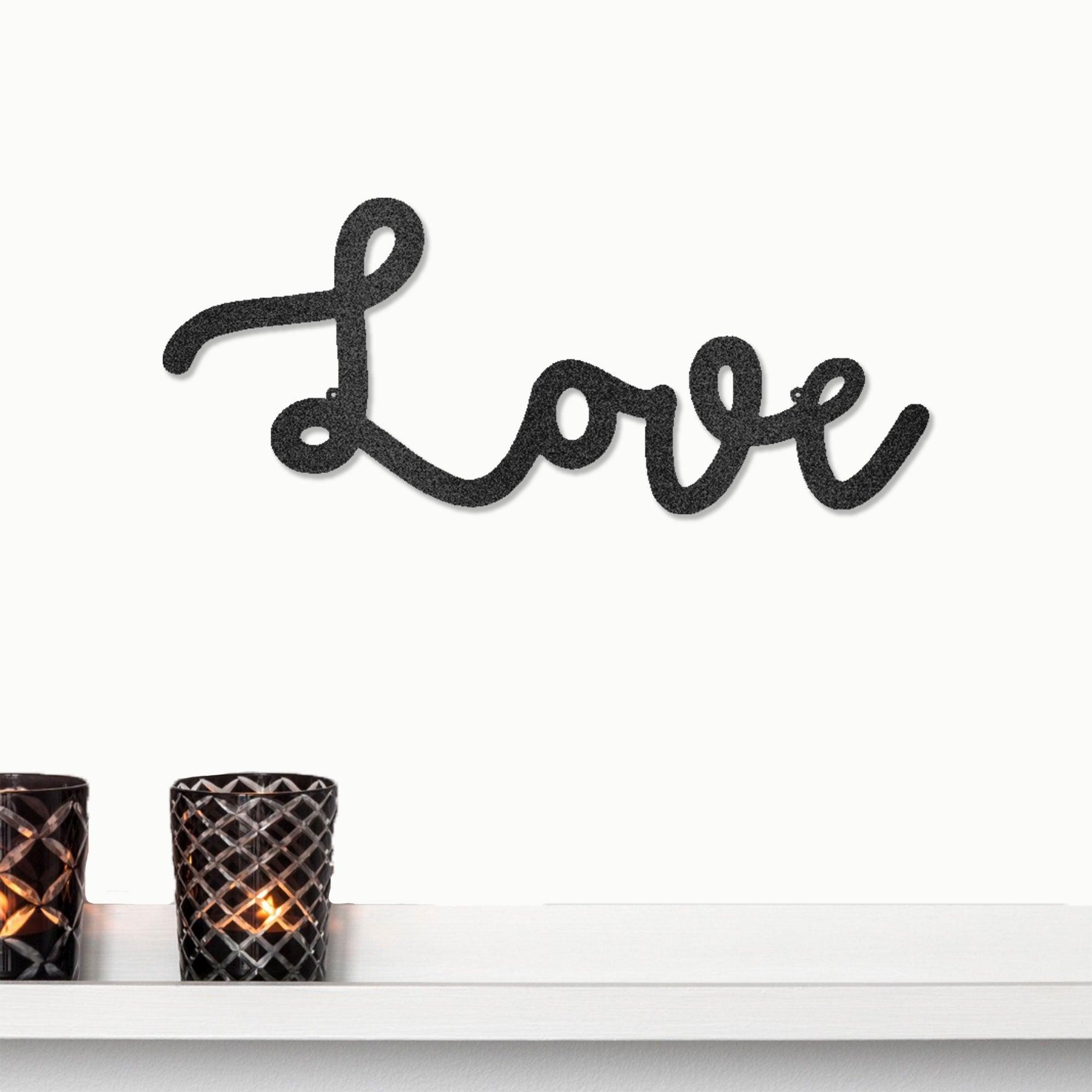 Love Script Metal Word Art Wall Sign - Mallard Moon Gift Shop