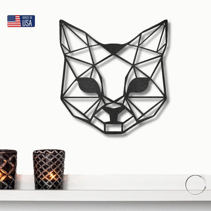 Cat Geometric Indoor Outdoor Steel Wall Sign - Mallard Moon Gift Shop
