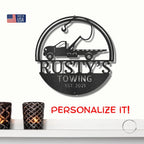 Tow Truck Custom Name Indoor Outdoor Steel Wall Sign